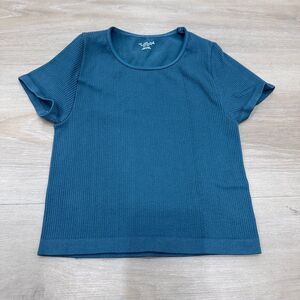 Out From Under Urban Outfitters Tee Stretch Ribbed Crop Fitted XS/S Teal